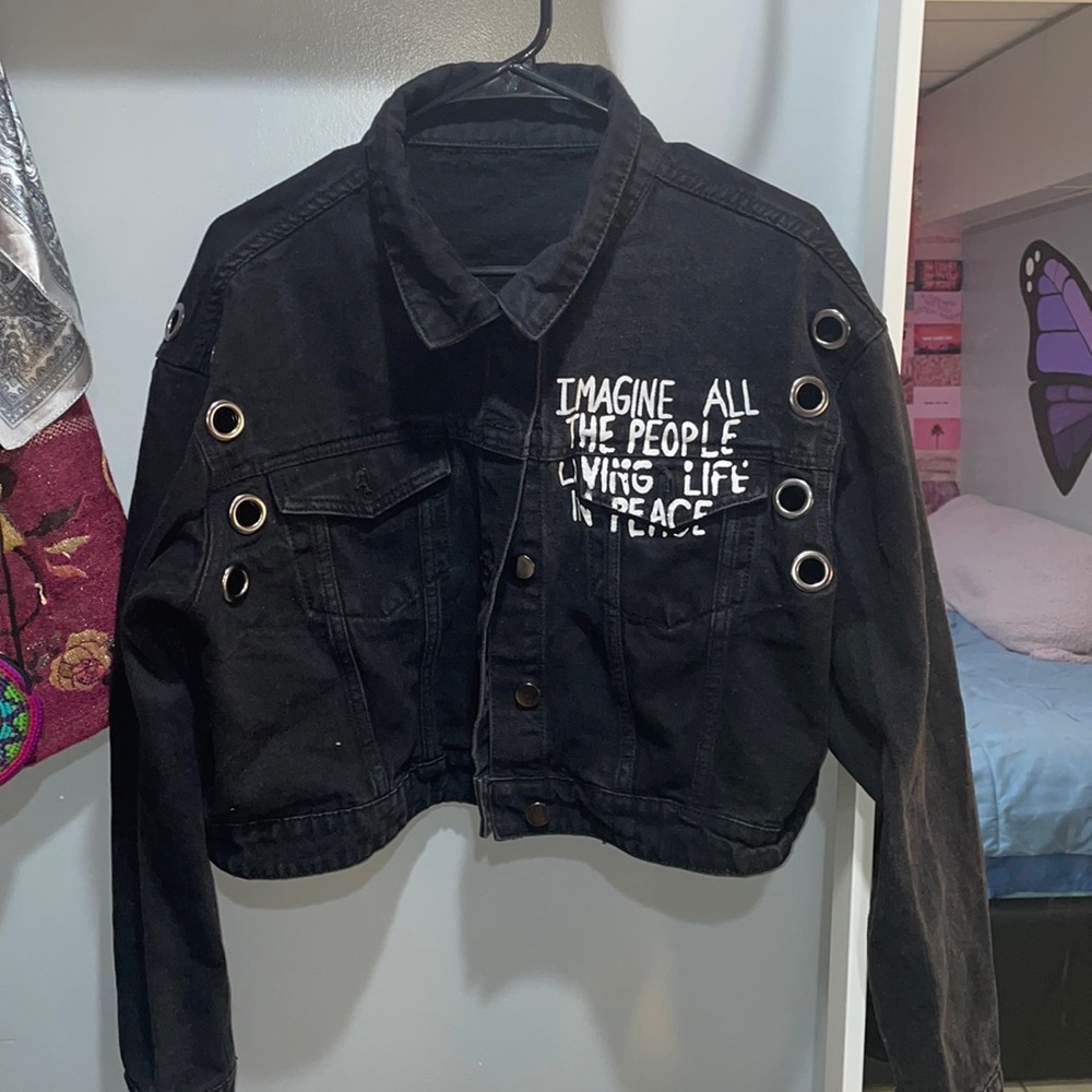 Black painted jean jacket